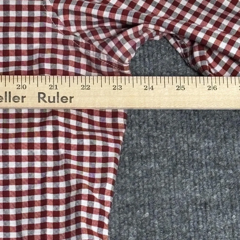 Banana Republic Grant Fit Mens XL Red Gingham Cotton Stretch Oxford Shirt 0378